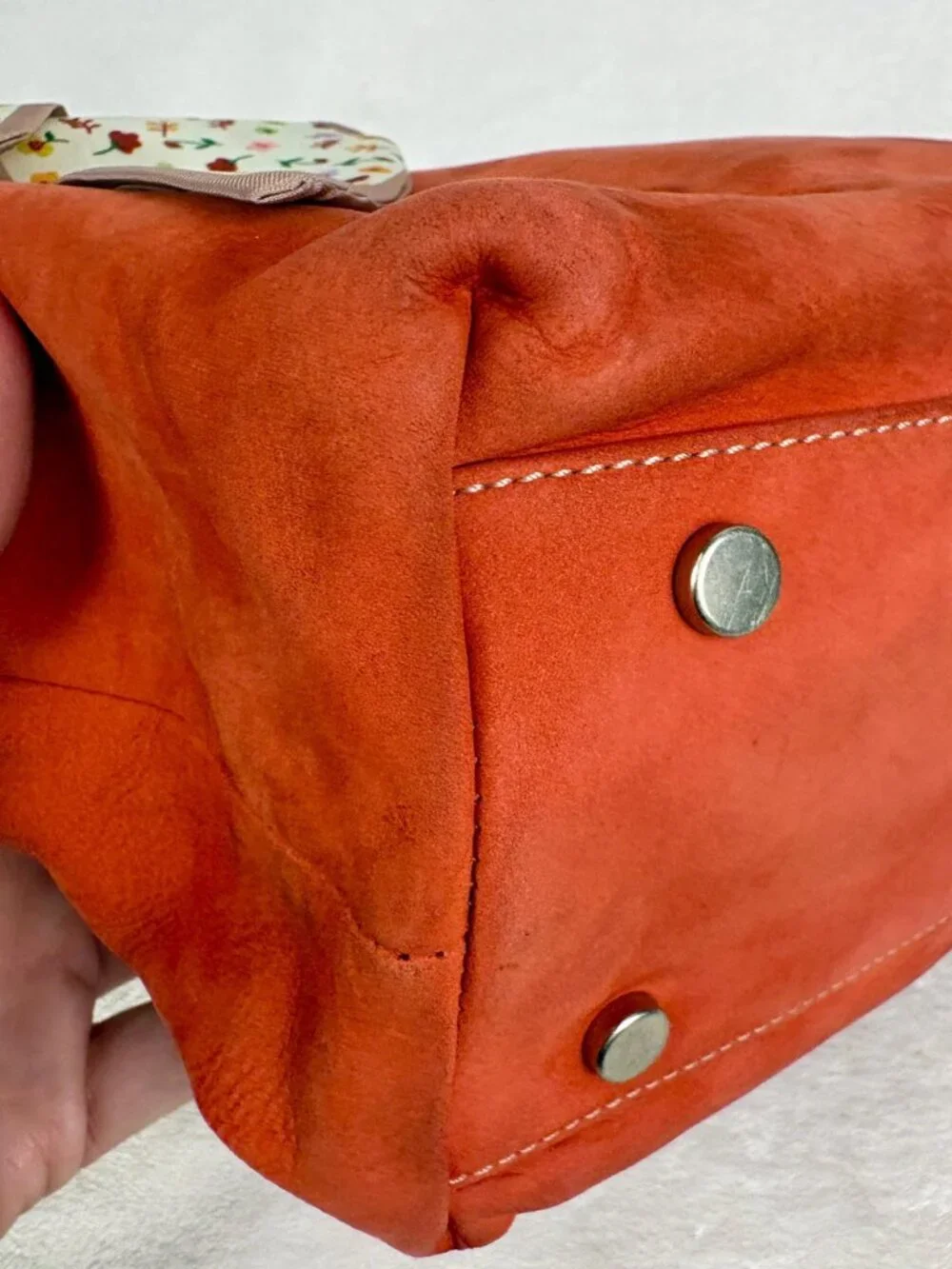 Coach Rare Vintage Hamptons Vermilion Suede Tote with Scarf